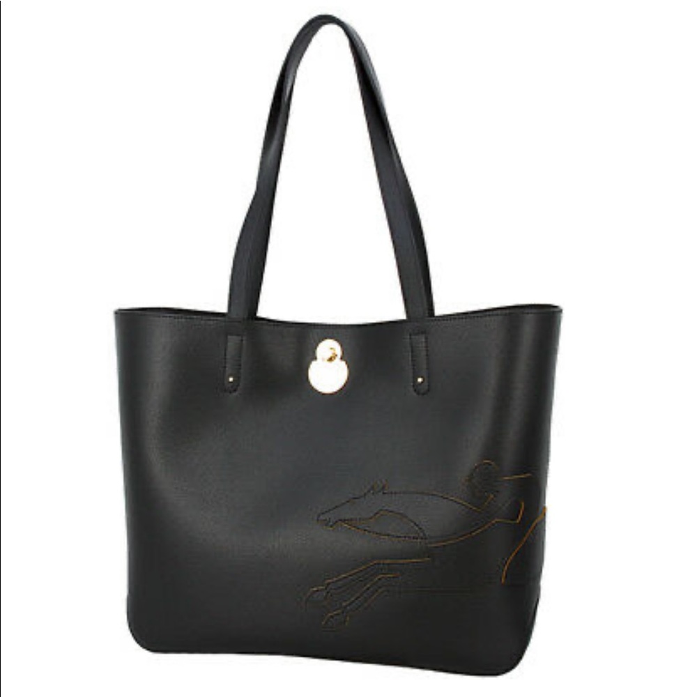 Longchamp Paris Black Leather Tote